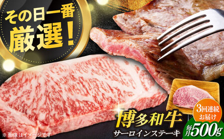 【全3回定期便】【溢れる肉汁と濃厚な旨味】博多和牛サーロインステーキセット 500g(250g×2枚) 牛肉 肉 [ABBP030] 