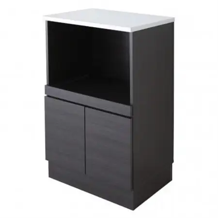 国産レンジ台(ブラック)　MCW-590K_レンジ台 棚 台 レンジ 電子レンジ 収納 レンジボード キッチン収納 キッチン 家具 ブラック 省スペース 収納棚 耐水性 耐溶剤性 炊飯器収納 スライド棚 インテリア 国産 日本製 静岡県 送料無料_【1416079】