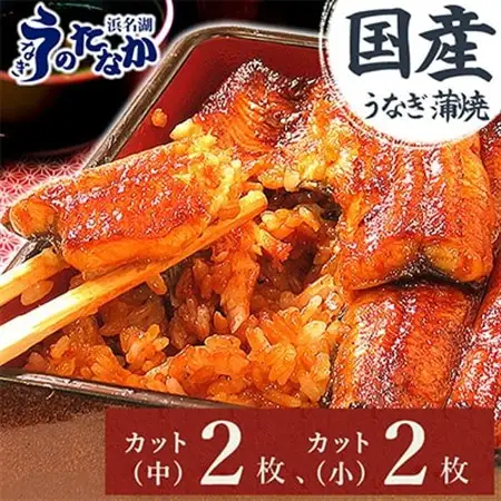 浜名湖・うなぎのたなかのふっくら柔らか♪国産うなぎカット蒲焼(中)2枚(小)2枚※合計290g程度_鰻 国産 ギフト_【配送不可地域：離島】【1417534】