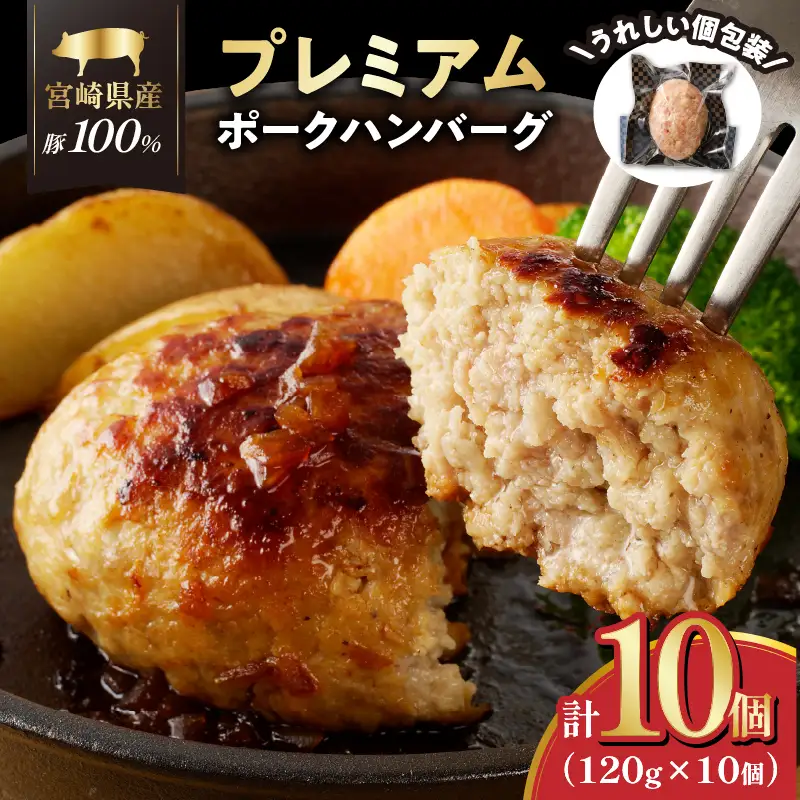 宮崎県産豚プレミアムハンバーグ(計10個) 肉 豚肉 加工品 惣菜 国産_T001-0105