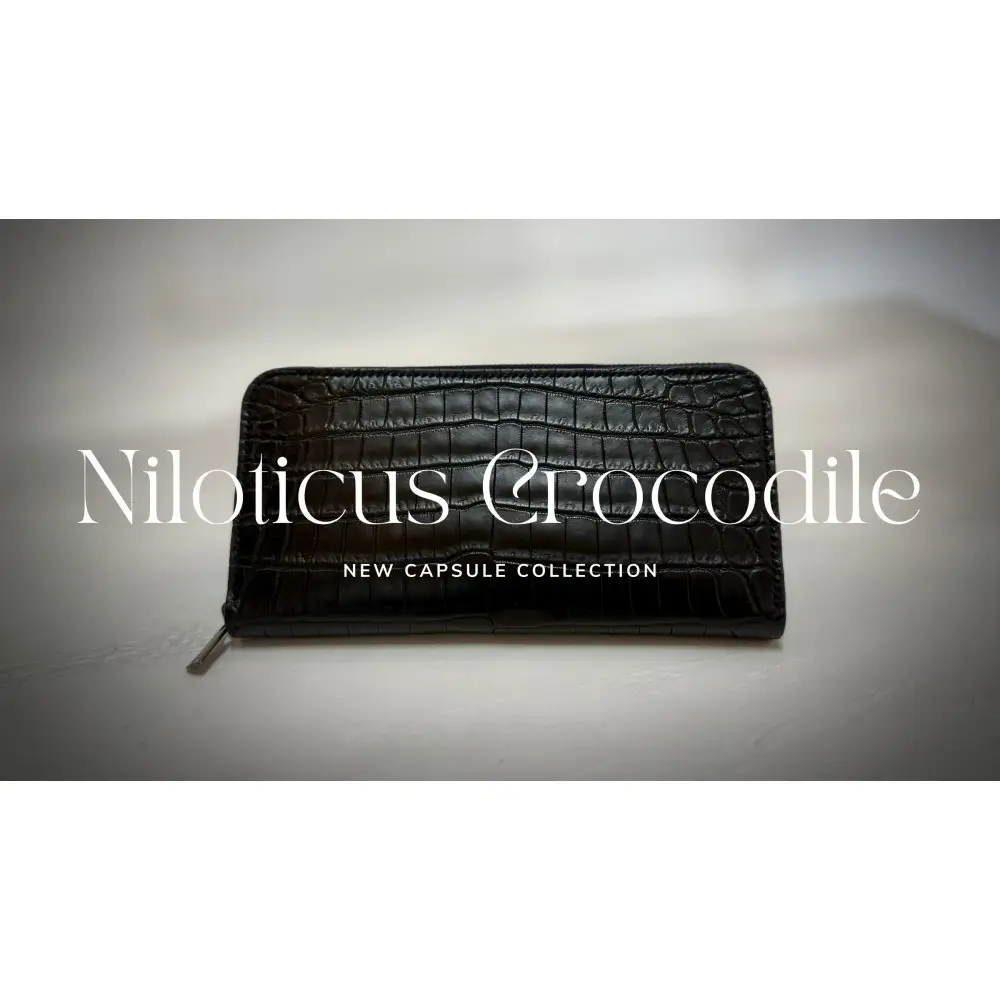 【極上】クロコダイルラウンドファスナー長財布 マットBLK