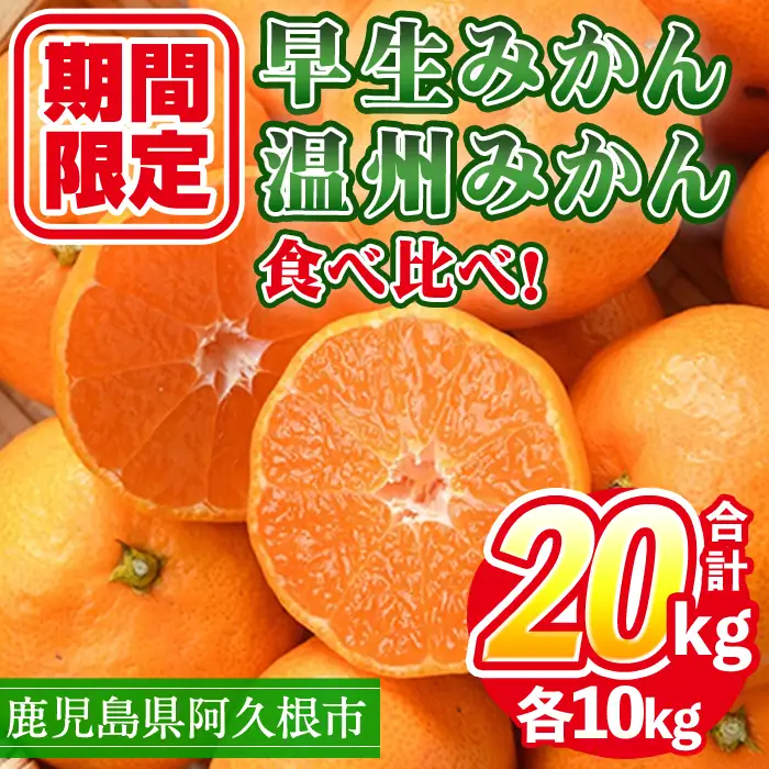 ＜先行予約受付中！2026年12月上旬以降順次発送予定＞ 数量限定！早生・温州ミカン食べ比べセット(合計20kg・各10kg) 国産 フルーツ 果物 蜜柑 柑橘【三笠農業生産】akn051-14