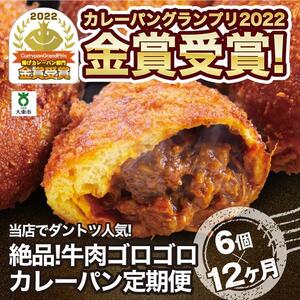 【12か月定期便】カレーパン 6個 牛肉 ゴロゴロ グランプリ 金賞受賞