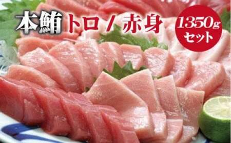  本マグロ （養殖）トロ＆赤身セット 1350g【１ヶ月以内に順次発送】 / 本マグロ 冷凍 まぐろ マグロ 鮪 中トロ 赤身【nks111B】