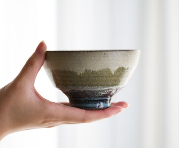 AM16　モダンな飯茶碗　【 お茶碗 茶碗 手作り 焼物 大きめ シンプル 】