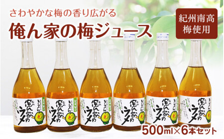 俺ん家の梅ジュース500ml×6本セット / 和歌山 和歌山県産 田辺市 紀州南高梅 南高梅 梅 梅ジュース なつかしい【ktr004-3】