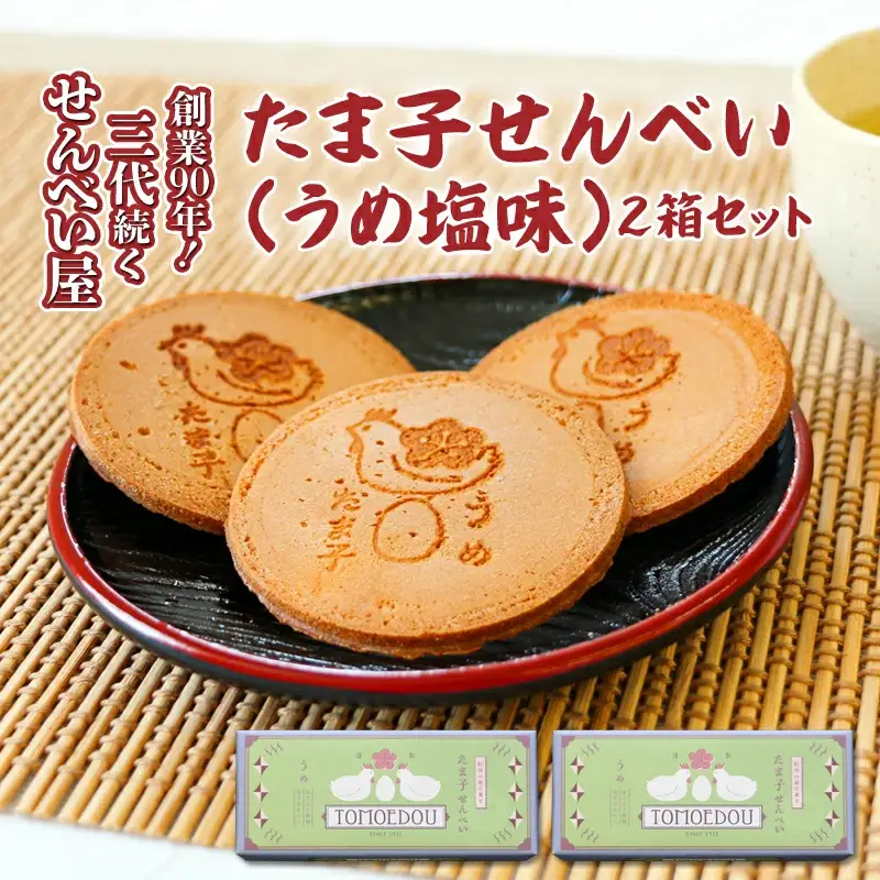 たま子せんべい（うめ塩味）10枚入り×2箱セット / 和歌山 田辺市 お菓子 煎餅 お煎餅 せんべい おせんべい 銘菓 レトロ 梅塩 ギフト プレゼント お土産【tme002】