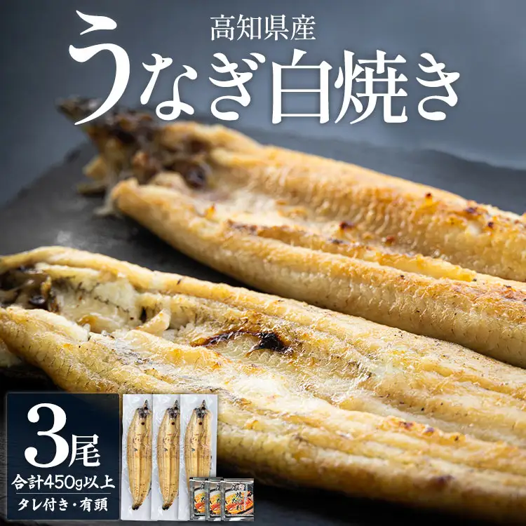 うなぎ白焼き 高知県産うなぎの白焼き 150～180ｇ×3尾 早い スピード発送 7日程度 早く届く スピード配送 【うなぎ 惣菜 うなぎ おかず うなぎ 国産 うなぎ 高知県産 うなぎ 人気 うなぎ おすすめ】 yw-0115