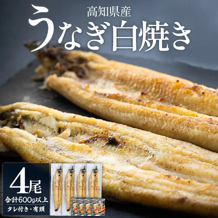 高知県産うなぎ 白焼き 4尾(150～180ｇ)【白焼き 白焼き 白焼き 白焼き 白焼き 白焼き 白焼き】 yw-0116