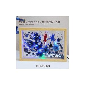 藍染花 花と踊り子のLED入り長方形フレーム額