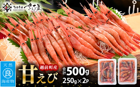 鮮度抜群！越前町産 甘えび 250g × 2Pセット 小分け パックで食べやすい！【えび エビ 海老 刺身 海鮮 海産物 魚貝類 魚介類 新鮮 冷凍 】 [e04-a098]