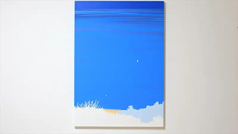原画【また会いましょう】オリジナル風景画　キャンバス ペインティング　小田原出身在住イラストレーターの作品　心象風景　子供の頃見た風景　海　空　山 アート アート