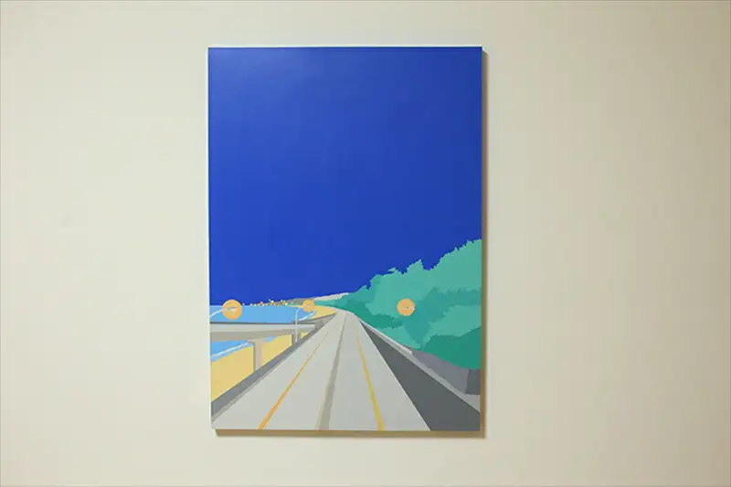 原画【帰り道】オリジナル風景画　キャンバス ペインティング　小田原出身在住イラストレーターの作品　心象風景　子供の頃見た風景　海　空　山 アート アート