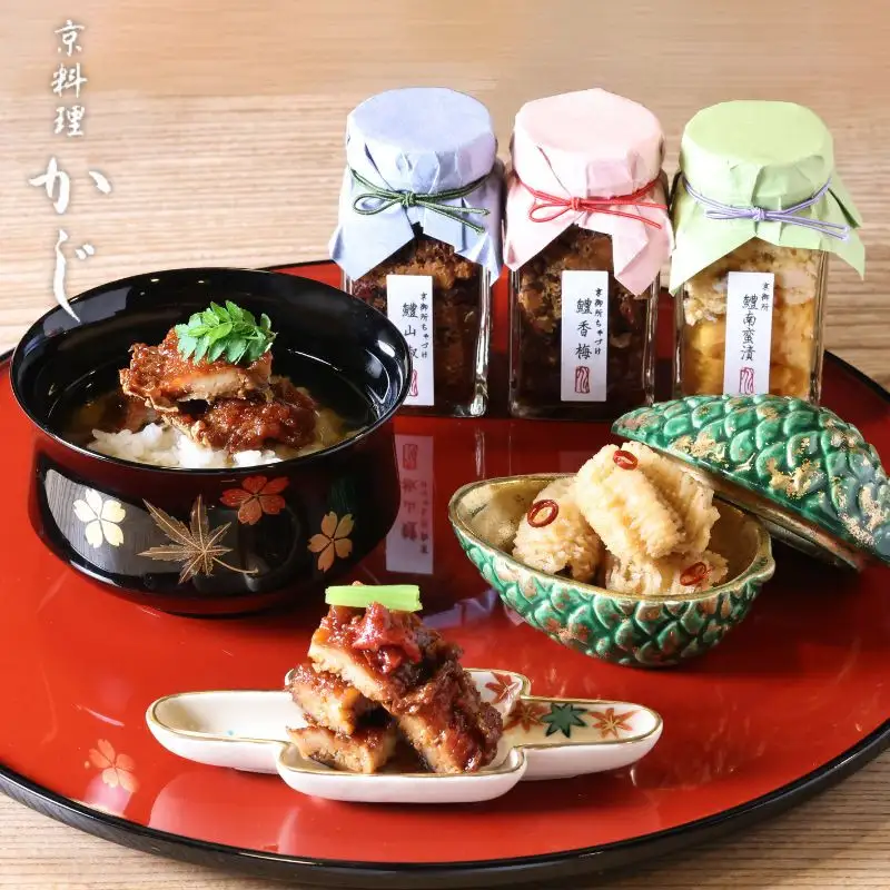 【京料理かじ】京御所はも三味(鱧山椒・鱧香梅・鱧南蛮漬)｜京都 料亭 ご飯のお供 人気