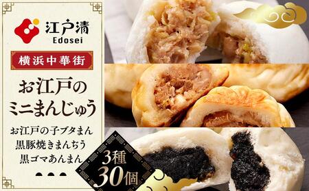 人気のお江戸のミニまんじゅう（3種30個）〈横浜中華街　江戸清〉 ABM0003