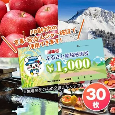 川場村ふるさと納税感謝券(30枚)_旅行券・チケット   _【1398187】