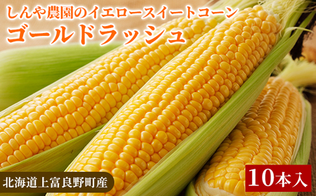 【令和8年産】しんや農園のイエロースイートコーン「ゴールドラッシュ」10本 野菜 北海道産 とうもろこし 甘みが強い 食べ応え 新鮮 国産 【北海道上富良野町産】