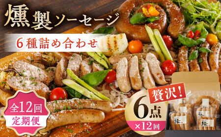 【12回定期便】燻製 ソーセージ 6種詰め合わせ 【燻製工房 縁】  スモーク ベーコン  ソーセージ フランクフルト ウインナー お肉 熊本県 特産品 燻製 [ZBF023]