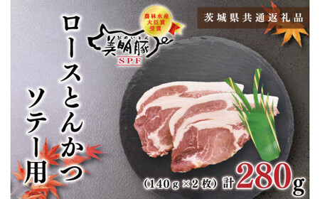 【茨城県共通返礼品・茨城県産】【美明豚】ロースとんかつソテー用280g（140g×２枚）（KCK-13）