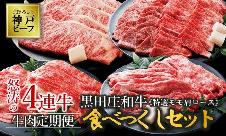 【冷蔵・年4回お届け定期便】特選 黒田庄和牛食べつくしセット（特選モモ、肩ロース、サーロインステーキ合計4,090g）（tokusan-52）
