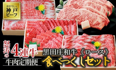 【冷蔵・年4回お届け定期便】特選 黒田庄和牛食べつくしセット（ロース、合計3,190g）　（tokusan-53）
