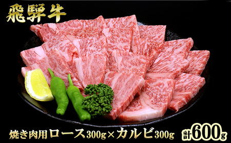ふるさと納税　飛騨牛 ロース＆カルビ 焼肉 セット  計600g A5 和牛 牛肉 お肉 ロース カルビ 食べ比べ 焼肉用 バーベキュー BBQ 