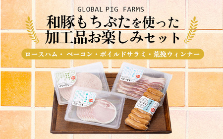 和豚もちぶたを使った加工品お楽しみセット（ロースハム、ベーコン、サラミ、ウィンナー）ハム 肉 豚肉 燻製 おつまみ お弁当 おかず  F4H-0290