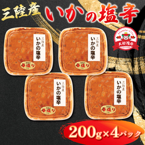 イカの塩辛800g 200g×4パック いか 塩辛 海鮮 魚貝類 魚介類 ご飯 おかず 白米 岩手県 大船渡市