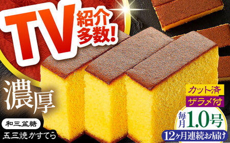 【12回定期便】【濃厚で上品な甘み】和三盆糖「長崎五三焼かすてら」1.0号×1本 （職人手焼・底ザラメ） / かすてら カステラ 長崎かすてら 長崎カステラ お土産 お菓子 ギフト 贈り物 贈答用 五三焼 スイーツ 菓子 / 南島原市 / 須崎屋 [SCA006]