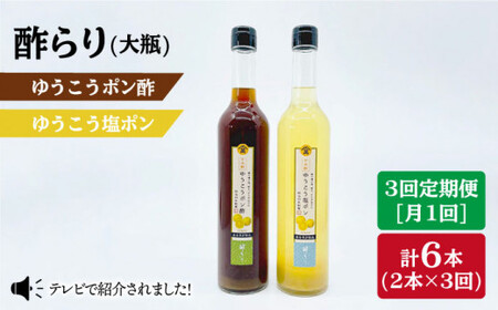 【3回定期便】酢らりゆうこうポン酢＆塩ポン 総計6本＜川添酢造＞ [CDN038] 果実酢 ポン酢