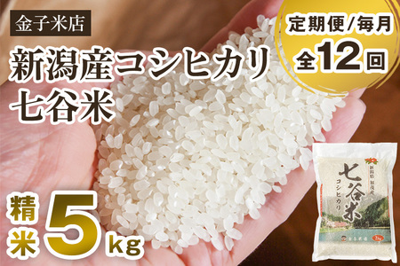 【令和7年産】【定期便12ヶ月毎月お届け】老舗米穀店が厳選 新潟県加茂市産コシヒカリ「七谷米」精米5kg 〈順次出荷〉 従来品種 金子米店