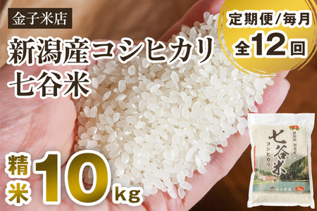 【令和7年産】【定期便12ヶ月毎月お届け】老舗米穀店が厳選 新潟県加茂市産コシヒカリ「七谷米」精米10kg（5kg×2）〈順次出荷〉 従来品種 金子米店