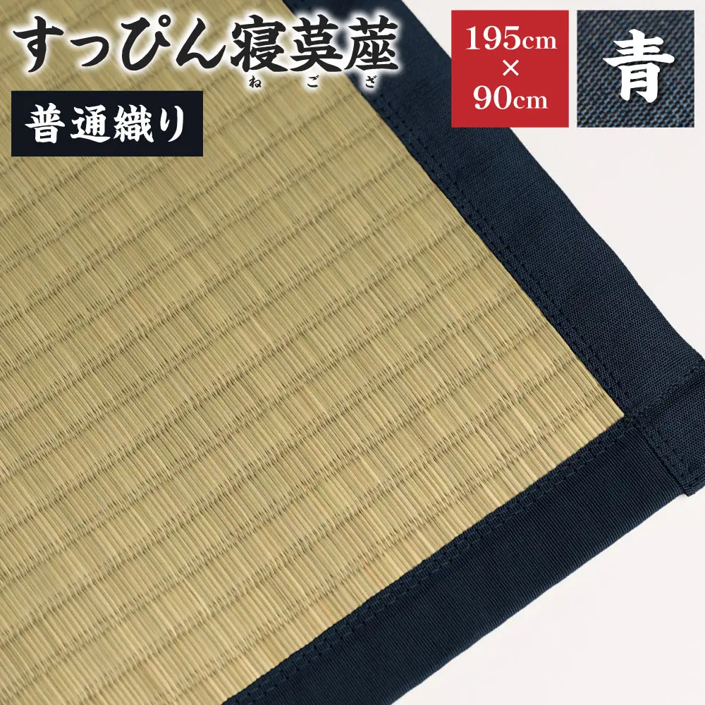 【青】すっぴん寝茣蓙 普通織り 195cm×90cm ねござ 熊本県産 ゴザ ござ 長方形 い草 イグサ 畳 ラグ