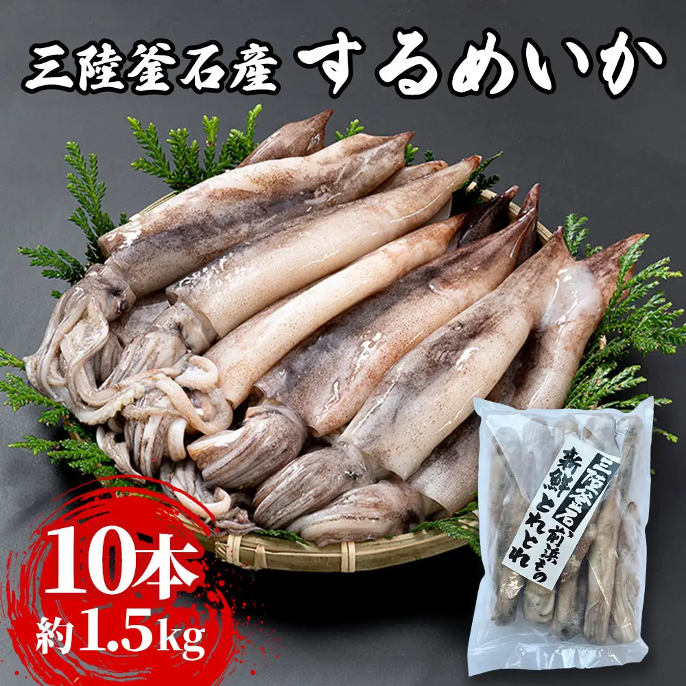 fn-64-002 三陸釜石産 するめいか 大容量パック！10本 約1.5kg 阪神低温