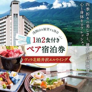 ヴィラ北軽井沢エルウイング 1泊2食付き　ペア宿泊券【観光 旅行 ホテル トラベル 群馬県 長野原町 北軽井沢】　