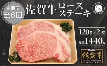  【6回定期便 総計1440g】佐賀牛 ロースステーキ 120g×2枚 N110-3