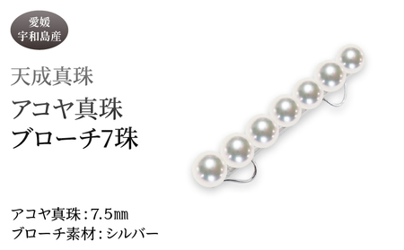 アコヤ真珠 ブローチ 7.5mm 7珠 天成真珠 アクセサリー  A270-114017