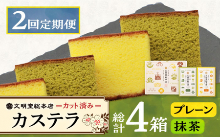 【2回定期便】【個包装】カステラ2種 プレーン・抹茶 文明堂 カステラ 個包装  [DBF010] カステラ