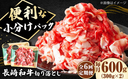 【6回定期便】小分け! 長崎和牛 切り落とし (300g×2)  [DBL024]