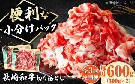 【3回定期便】小分け! 長崎和牛  切り落とし (300g×2)  [DBL023]