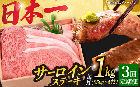 【3回定期便】長崎和牛A5特選 サーロインステーキ 250g×4  [DBJ015] 牛肉 焼肉 ステーキ 