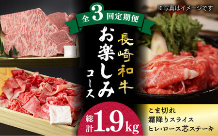 【3回定期便】長崎和牛お楽しみコース 牛肉定期便 [DBK031] 牛肉定期便 3回