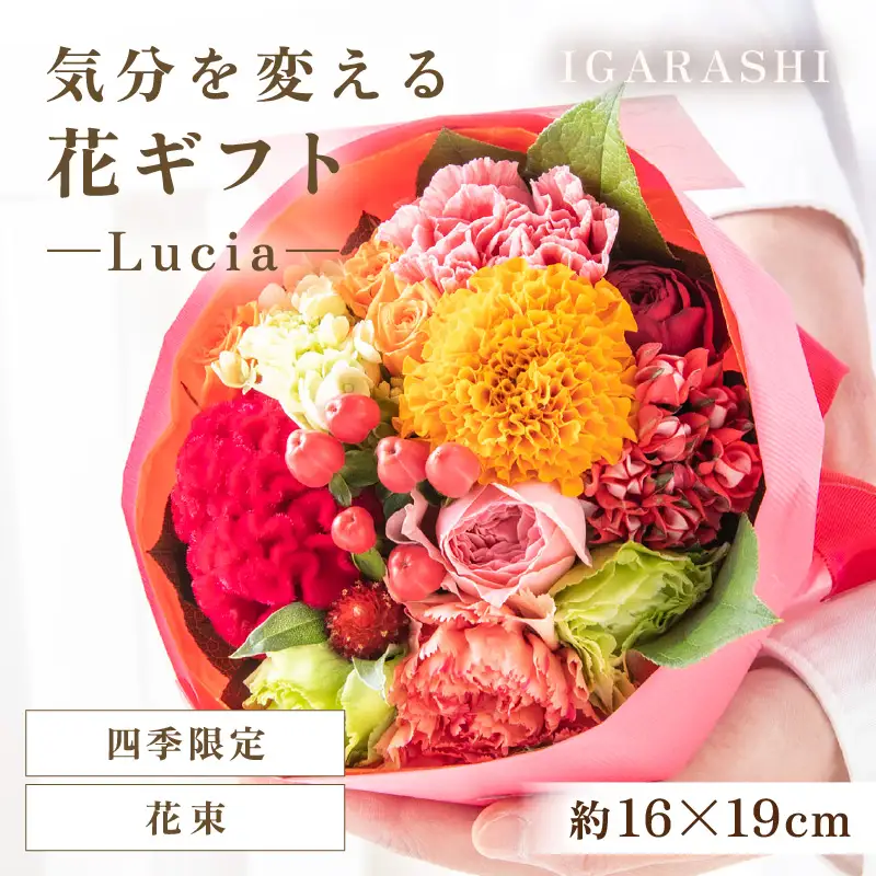 気分を変える花ギフト -Lucia- (花束・四季限定アイテム)／ 誕生日 母の日 父の日 クリスマス 結婚祝い 結婚記念日 サプライズ お祝い アレンジメント 花束 プレゼント 贈り物 フラワーアレンジメント フラワーギフト 生花 お花 花屋 [aw062-a002_10]
