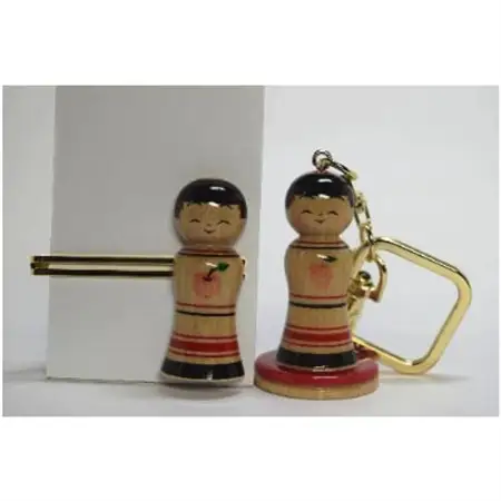 「こけス」ネクタイピン＆キーホルダー(赤りんご)_雑貨     装飾品・工芸品     装飾品・工芸品  服飾小物 _【1238392】