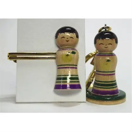「こけス」ネクタイピン＆キーホルダー(緑りんご)_雑貨     装飾品・工芸品     装飾品・工芸品  服飾小物 _【1238401】
