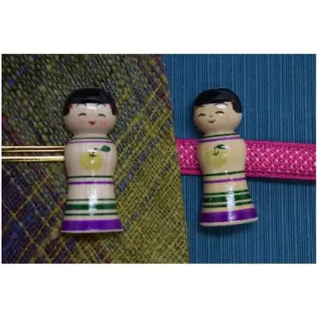 「こけス」ネクタイピン＆帯留め(緑りんご)_装飾品・工芸品     装飾品・工芸品  服飾小物 _【1238405】