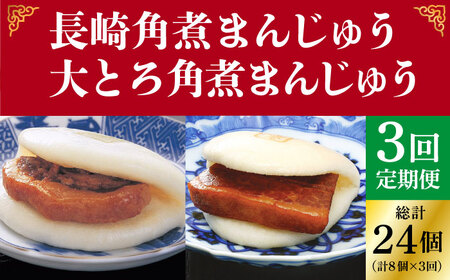 【全3回定期便】＜月替り！＞角煮まんじゅう 2種 お楽しみセット （角煮まんじゅう8個・大とろ角煮まんじゅう8個）  [DBG067]