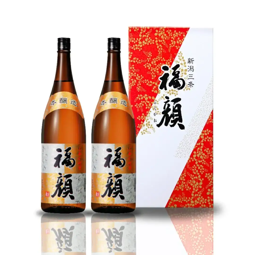 本醸造 福顔 1800ml×2本 化粧箱入 日本酒 一升瓶 [福顔酒造]【013S076】