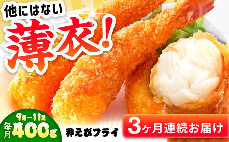 【全3回定期便】無頭「神えびフライ」9尾～11尾(400g)エビフライ 海老フライ えび エビ 海老 [FDE011]