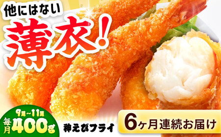 【全6回定期便】無頭 神えびフライ 9尾～11尾(400g) エビフライ 海老フライ えび エビ 海老 [FDE012]
